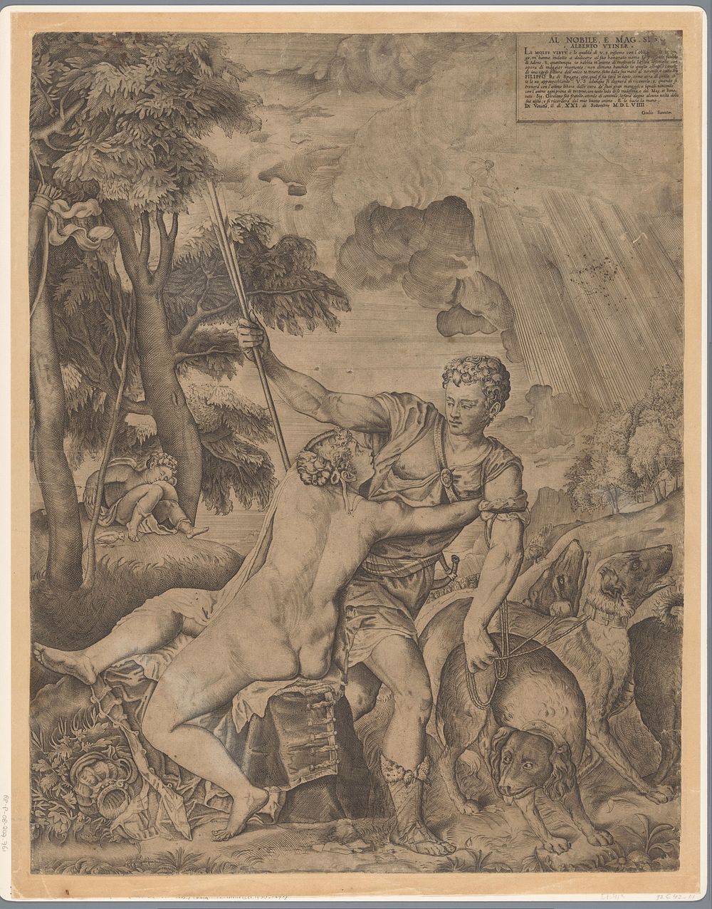 Venus en Adonis (1559) by Giulio Sanuto, Titiaan, Giulio Sanuto and Alberto Uttinger