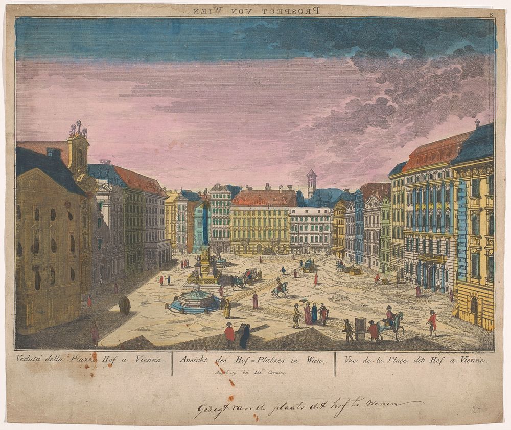 Gezicht op het Platz Am Hof te Wenen (1780 - c. 1830) by anonymous and Josef Carmine