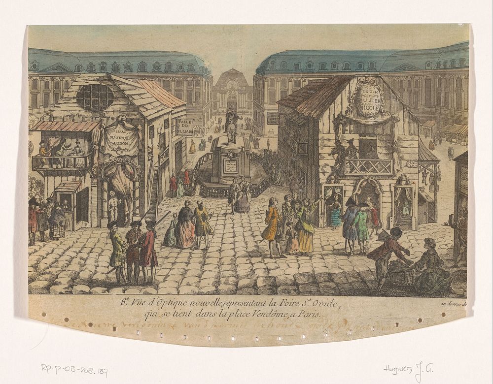 Gezicht op de Place Vendôme te Parijs met de Saint-Ovide Kermis (1735 - 1805) by Jacques Gabriel Huquier and anonymous