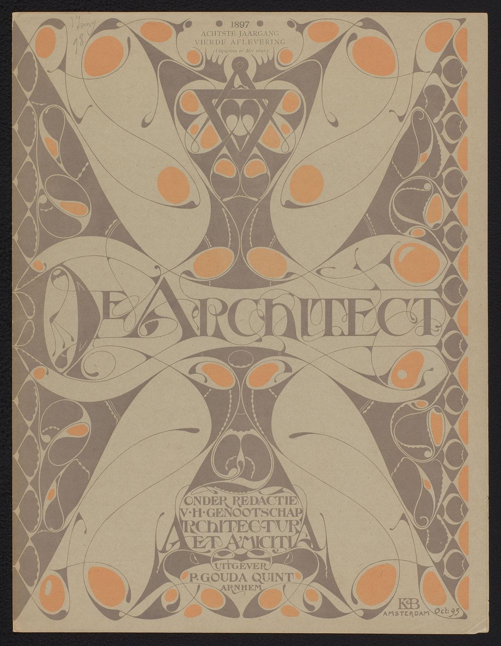 Omslag voor: De architect. Plaatwerk van Architectura et Amicitia, 1897 (1896 - 1898) by Karel Petrus Cornelis de Bazel…