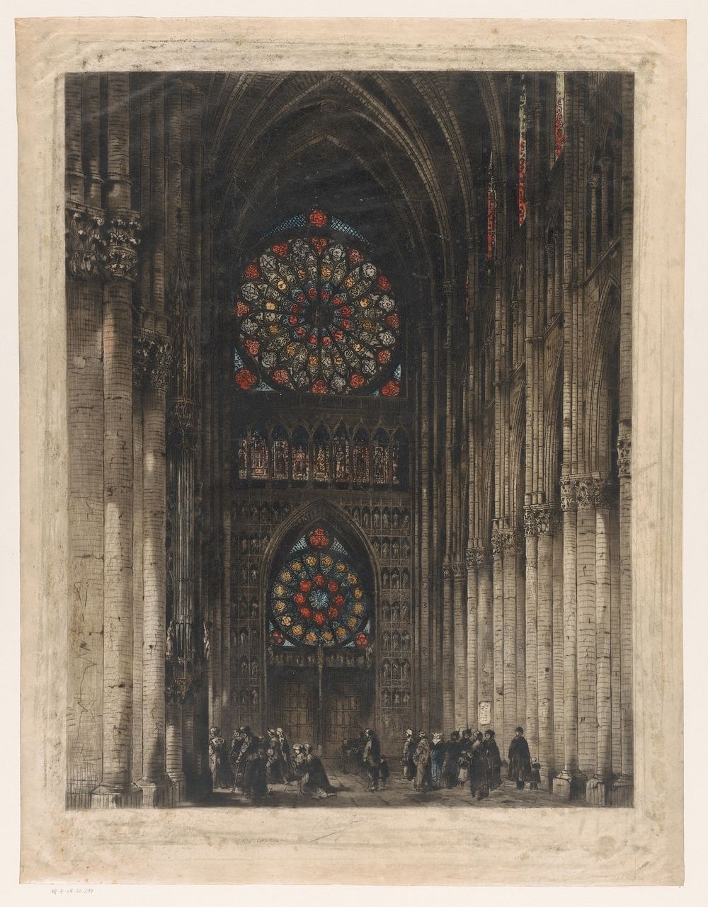Gezicht op de roosvensters van de Kathedraal van Reims (1915) by Ad Valcke and Arthur and Sons Tooth