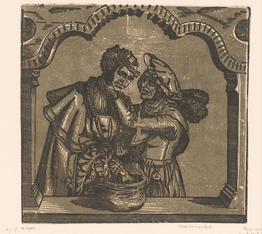 Ongelijk paar: een jonge man met een oude vrouw (1506 - 1568) by Hans Adam, Jakob Lucius der Ältere and Hans Sebald Beham