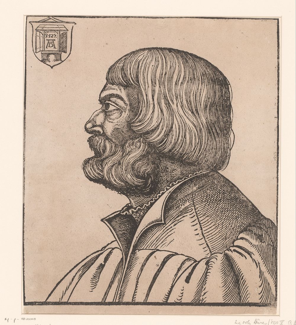 Portret van Albrecht Dürer (c. 1529) by anonymous, Erhard Schön and Mathes Gebel