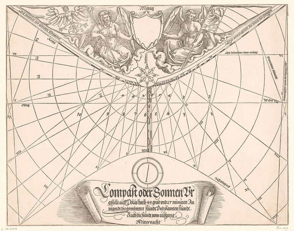 Zonnewijzer (1551) by anonymous, Erhard Schön and Georg Hartmann