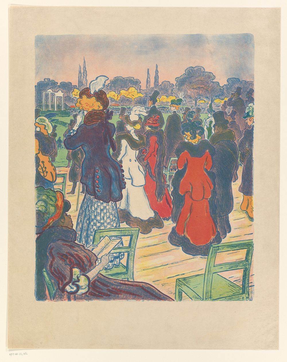 Publiek bij een renbaan (1888 - 1918) by Ernst Matthes