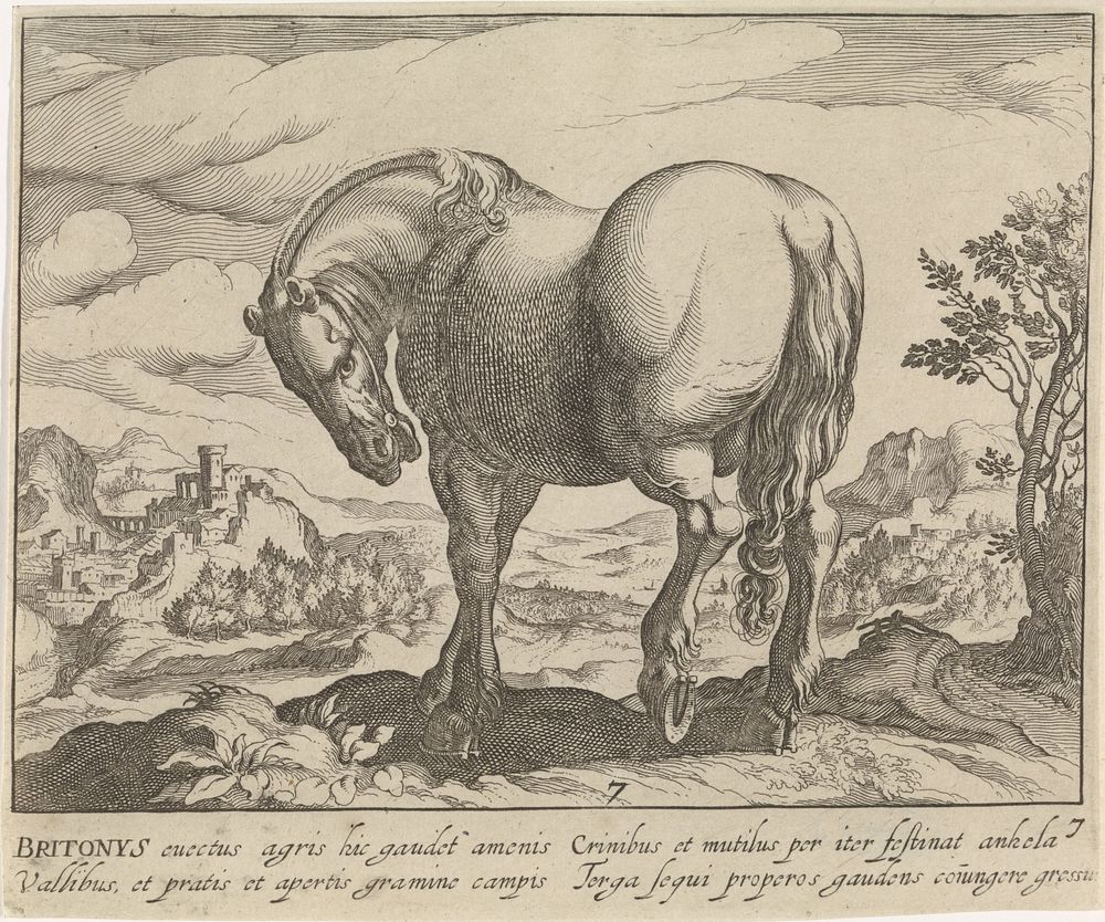 Landschap met paard uit Engeland (c. 1590 - 1637) by Egbert van Panderen, Antonio Tempesta and Frederik de Wit