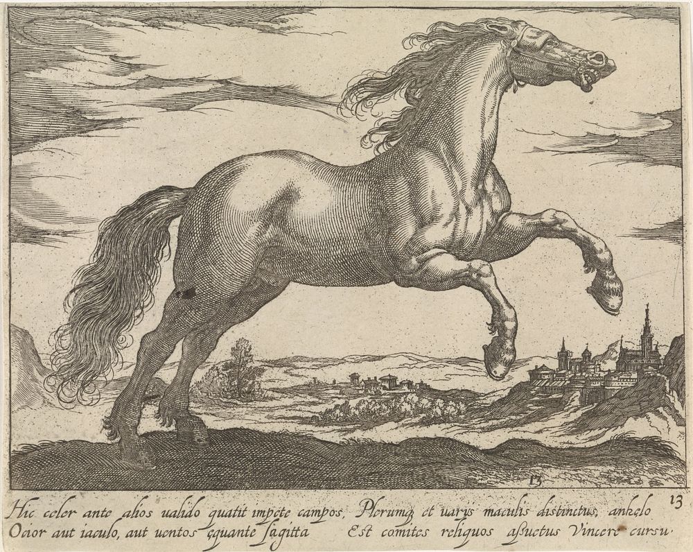 Landschap met galopperend paard (c. 1590 - 1637) by Egbert van Panderen, Antonio Tempesta and Frederik de Wit