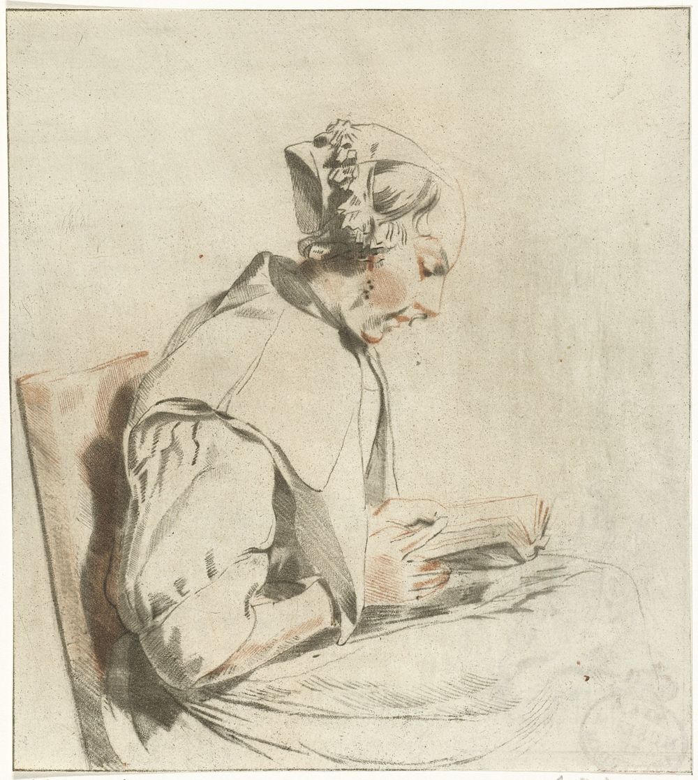 Lezende vrouw (1736 - 1798) by Cornelis Ploos van Amstel, Jan de Bray and Christiaan Josi
