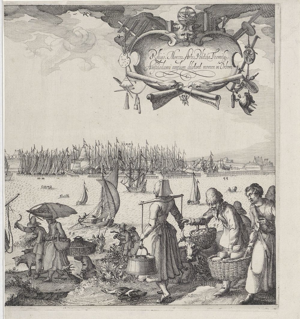 Profiel van Amsterdam, gezien vanaf het IJ (plaat 4) (1611) by Claes Jansz Visscher II, Pieter Bast, Claes Jansz Visscher…