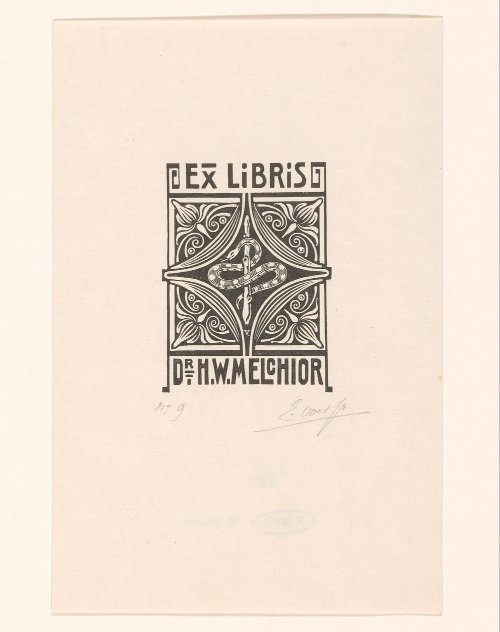 Ex libris van Hendrik Willem Melchior (1884 - 1927) by Elias Voet jr