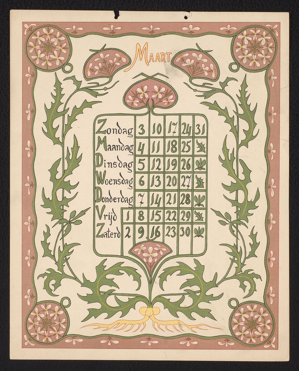Kalenderblad voor maart 1901 (1900) by Gebroeders Braakensiek, Netty van der Waarden, Gebroeders Braakensiek and C A J van…
