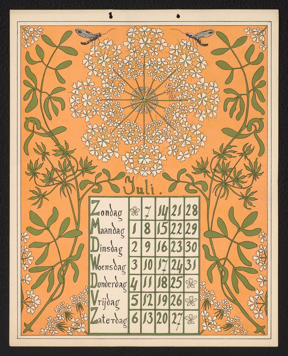 Kalenderblad voor juli 1901 (1900) by Gebroeders Braakensiek, Netty van der Waarden, Gebroeders Braakensiek and C A J van…