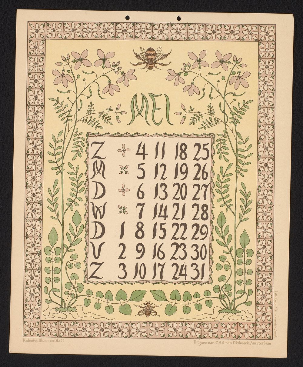 Kalenderblad voor mei 1902 (1901) by Gebroeders Braakensiek, Netty van der Waarden, Gebroeders Braakensiek and C A J van…