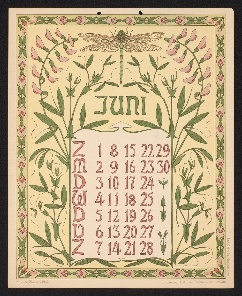 Kalenderblad voor juni 1902 (1901) by Gebroeders Braakensiek, Netty van der Waarden, Gebroeders Braakensiek and C A J van…