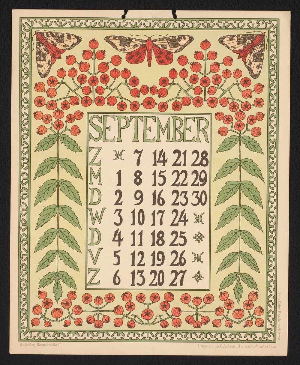 Kalenderblad voor september 1902 (1901) by Gebroeders Braakensiek, Netty van der Waarden, Gebroeders Braakensiek and C A J…