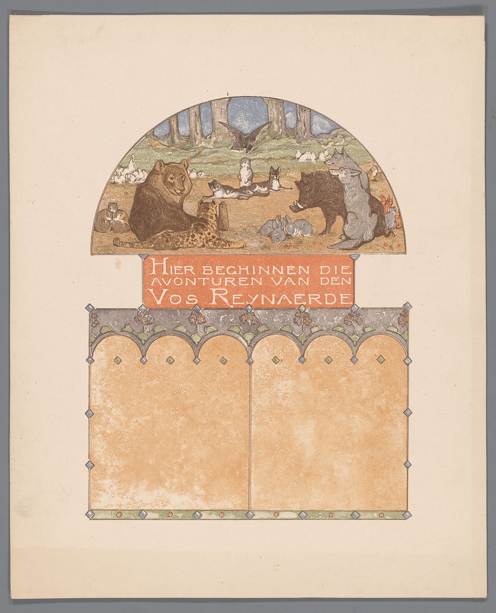 Groep dieren uit Reinaert de Vos (c. 1910) by Bernard Willem Wierink