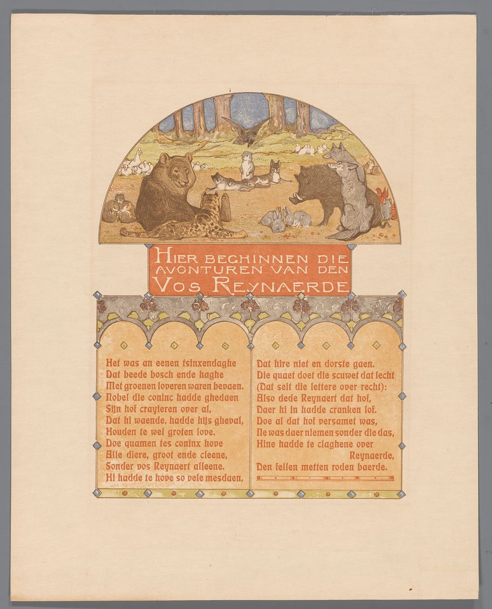 Groep dieren uit Reinaert de Vos (1910) by Bernard Willem Wierink