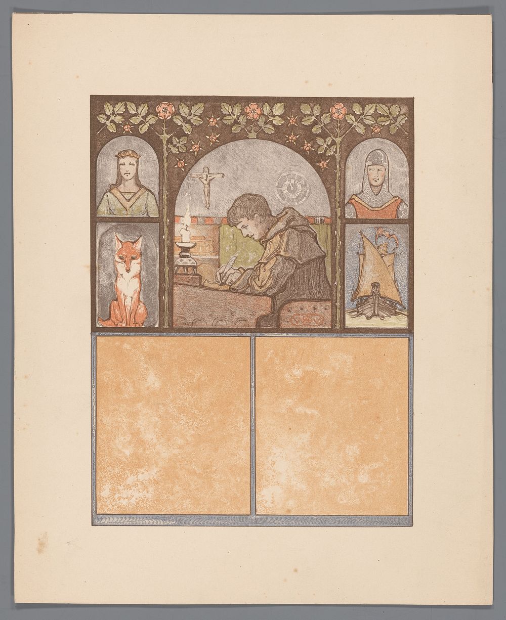 Schrijvende monnik (c. 1910) by Bernard Willem Wierink