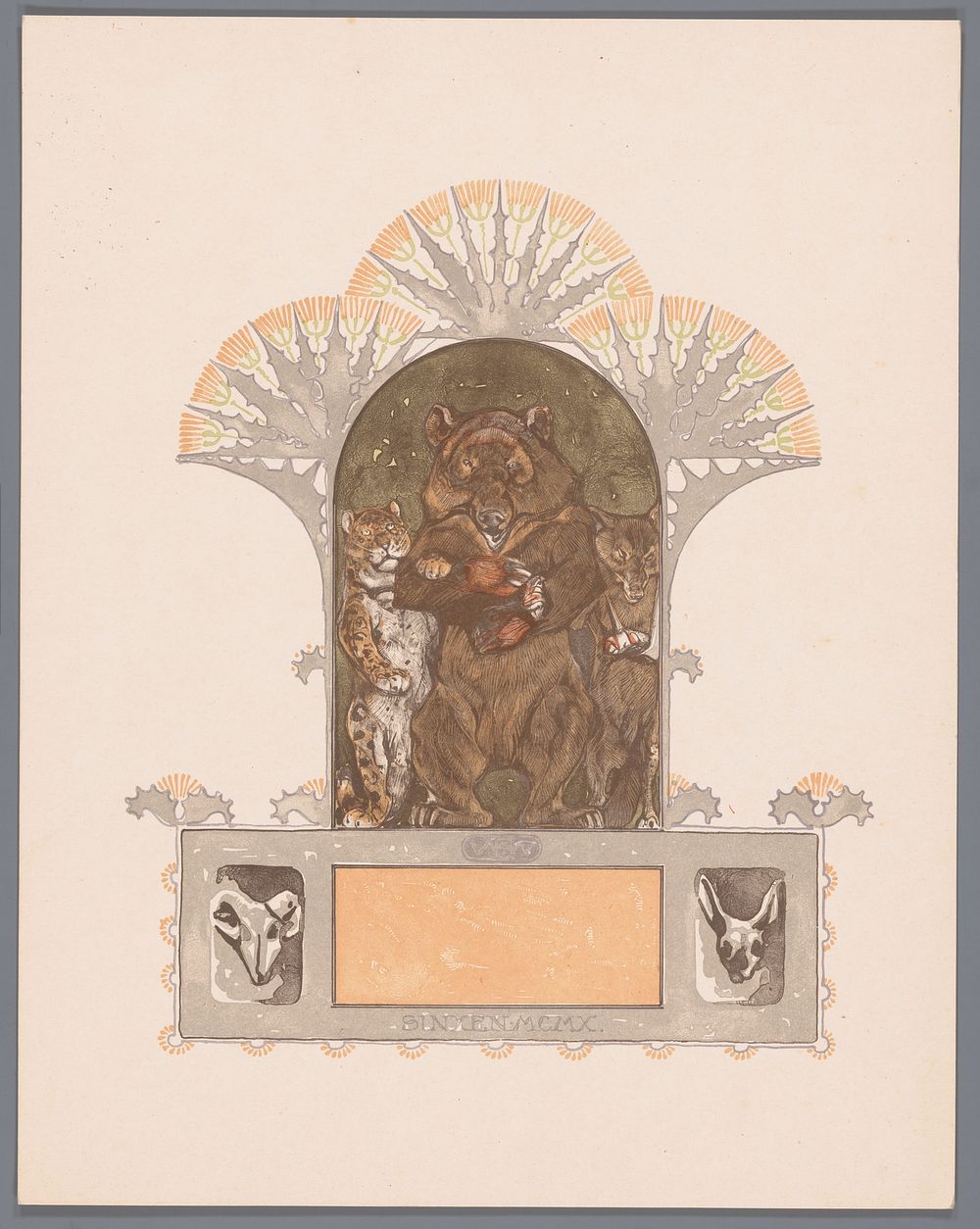 Luipaard, beer en wolf (Firapeel, Bruun en Isegrim) (c. 1910) by Bernard Willem Wierink
