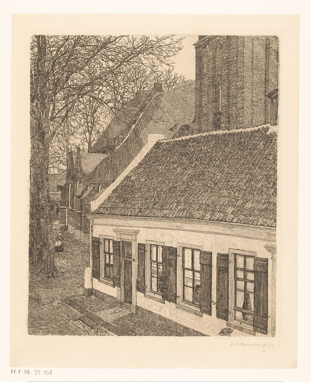 Huis bij een kerk (1902) by Gerrit Haverkamp
