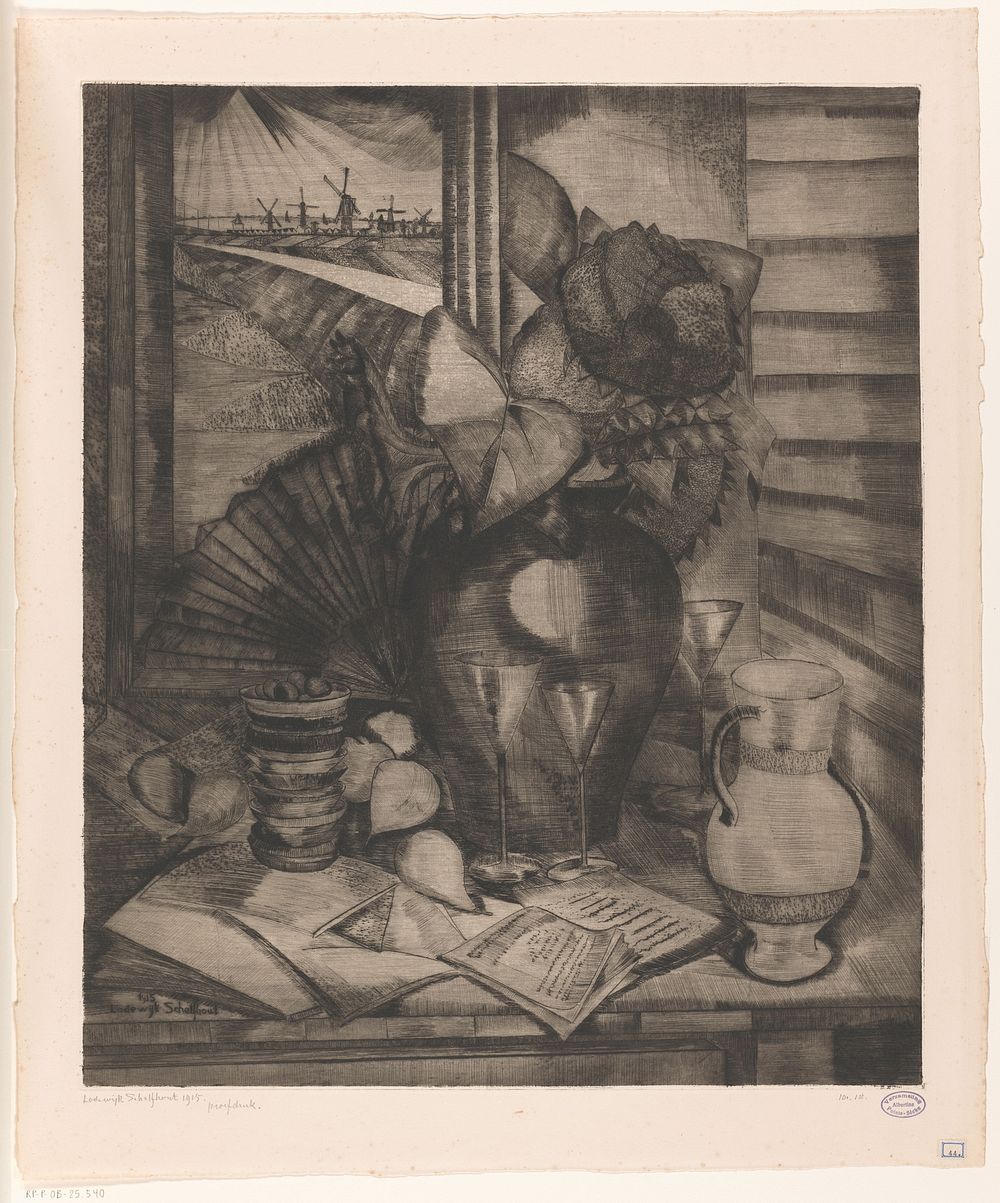 Stilleven bij een raam (1915) by Lodewijk Schelfhout and N V Roeloffzen and Hübner