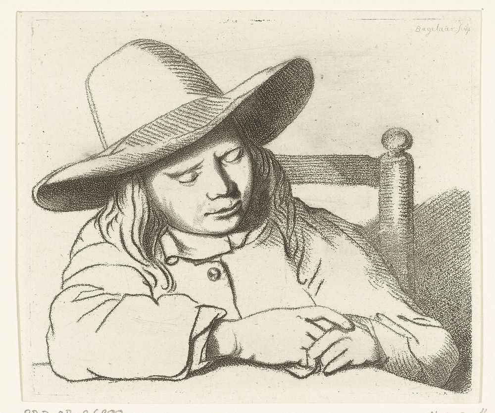 Slapende jongen met hoed (1798 - 1837) by Ernst Willem Jan Bagelaar and Jan Havicksz Steen