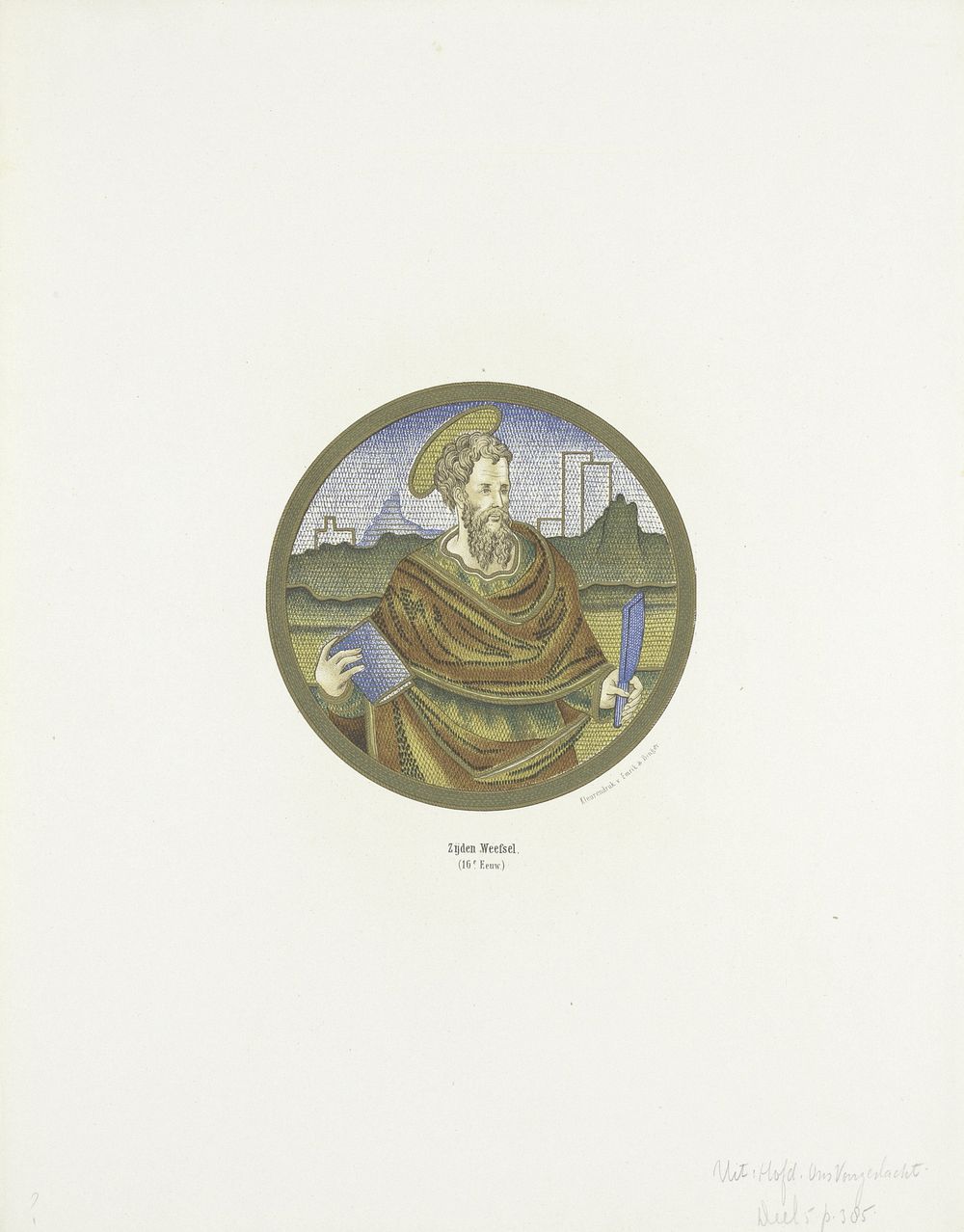 Zijden weefsel met de heilige Bartholomeüs (1857 - 1864) by Emrik and Binger, Emrik and Binger and A C Kruseman