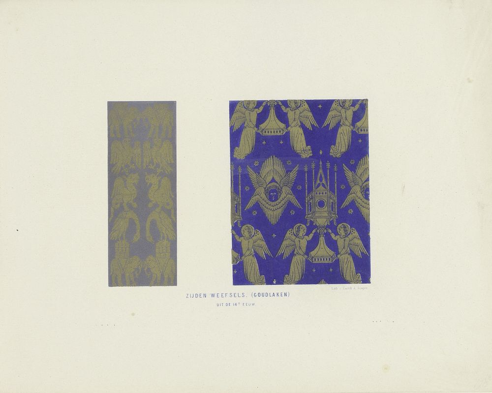 Zijden weefsels (goudlaken), 14e eeuw (1857 - 1864) by anonymous and Emrik and Binger