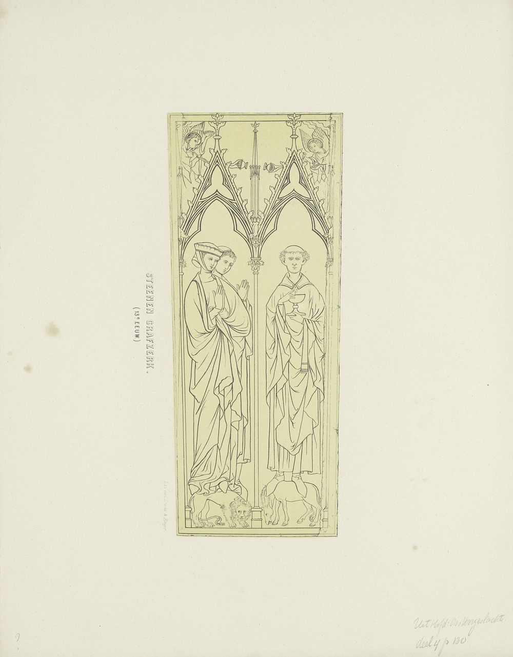 Stenen grafzerk, 13e eeuw (1857 - 1864) by anonymous and Emrik and Binger