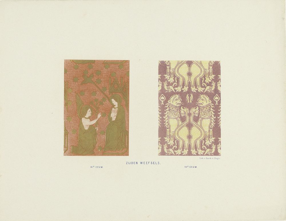 Zijden weefsels, 10e eeuw en 14e eeuw (1857 - 1864) by anonymous and Emrik and Binger