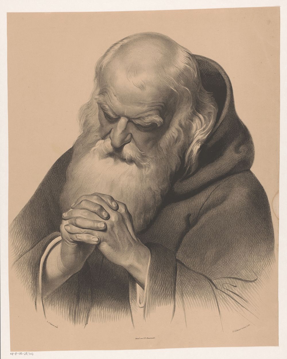 Biddende monnik (1833 - 1863) by Johannes Christiaan d Arnaud Gerkens, Lodewijk Anthony Vintcent, Jan Dam Steuerwald and Jan…