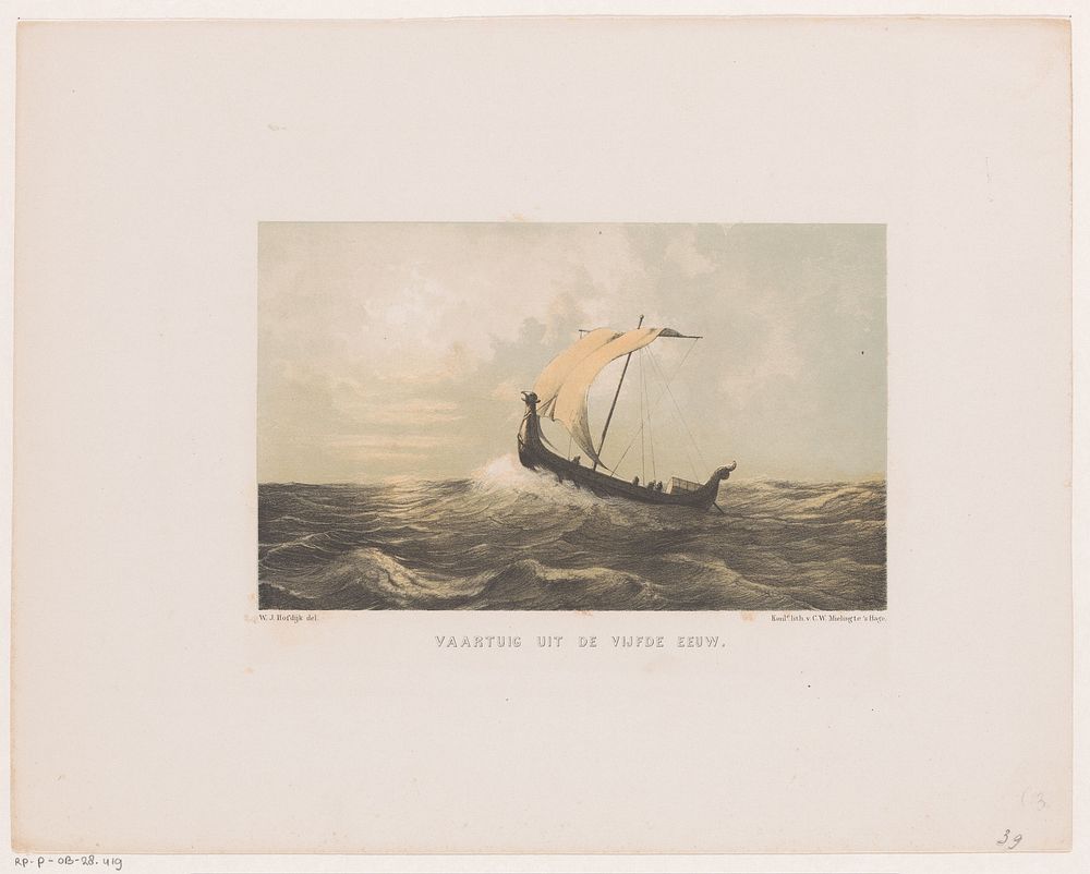 Vaartuig, 5e eeuw (1857 - 1864) by Willem Jacob Hofdijk and Koninklijke Nederlandse Steendrukkerij van C W Mieling