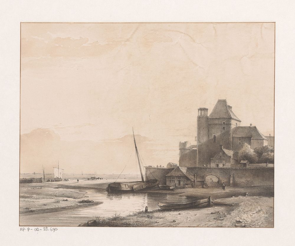 Burcht aan een rivier (1849 - 1859) by Kasparus Karsen and J J van Brederode