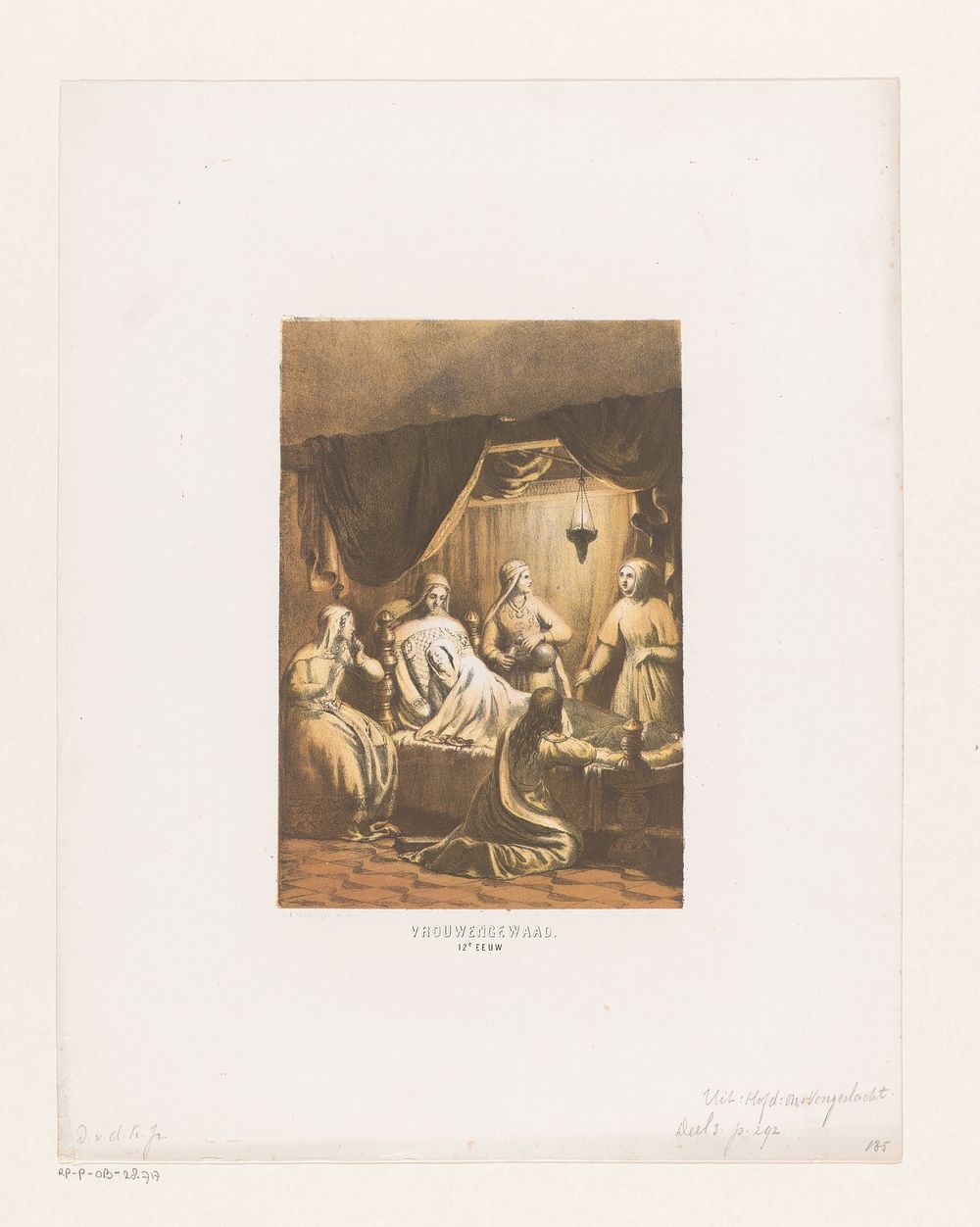 Vouwenkostuum, 12e eeuw (1857 - 1864) by David van der Kellen 1827 1895 and Emrik and Binger