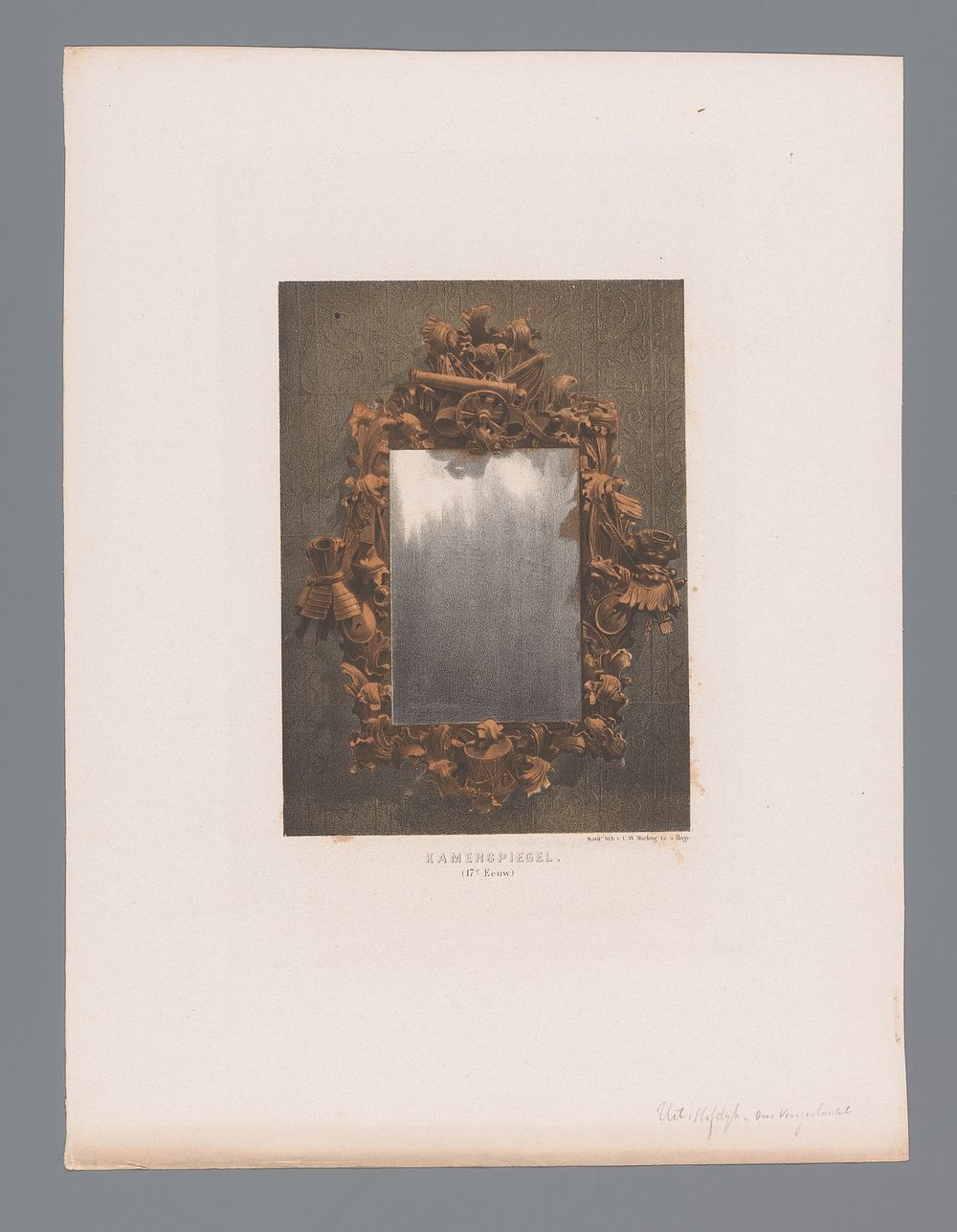 Spiegel met gedecoreerde lijst (1864) by anonymous, Koninklijke Nederlandse Steendrukkerij van C W Mieling and Arie Cornelis…