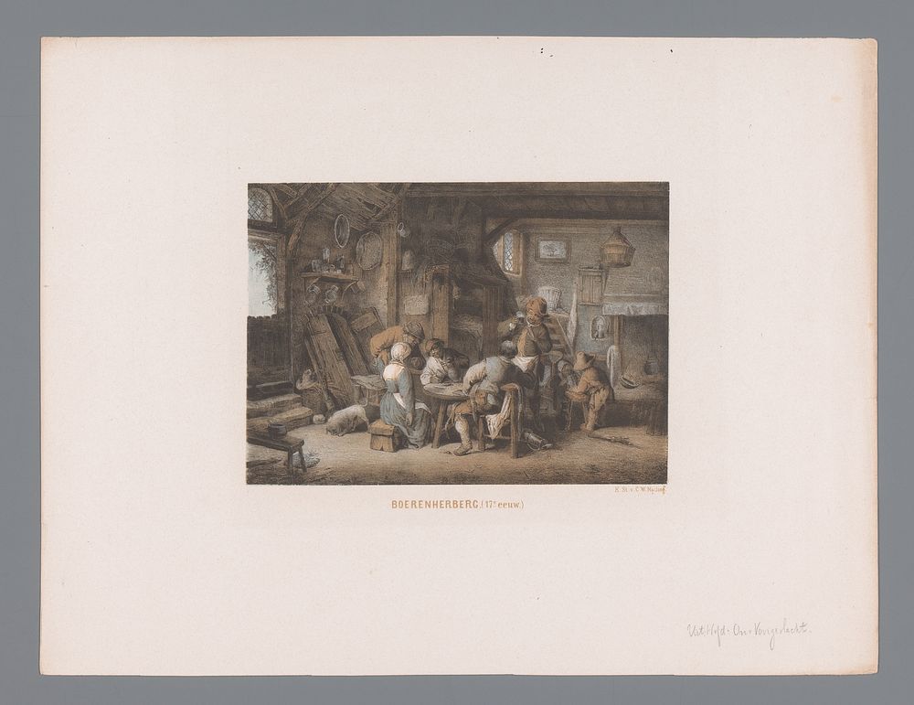 Drinkend gezelschap in een herberg (1864) by anonymous, Koninklijke Nederlandse Steendrukkerij van C W Mieling and Arie…