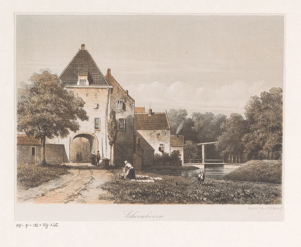 Gezicht op stadspoort van Schoonhoven (1863) by anonymous and Koninklijke Nederlandse Steendrukkerij van C W Mieling