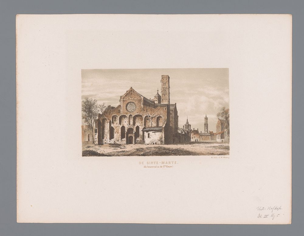 Ruïne van de Mariakerk in Utrecht (1861) by anonymous, Koninklijke Nederlandse Steendrukkerij van C W Mieling and Arie…