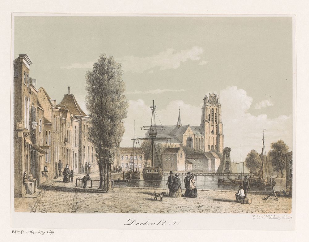 Gezicht op de haven in Dordrecht (1863) by anonymous and Koninklijke Nederlandse Steendrukkerij van C W Mieling
