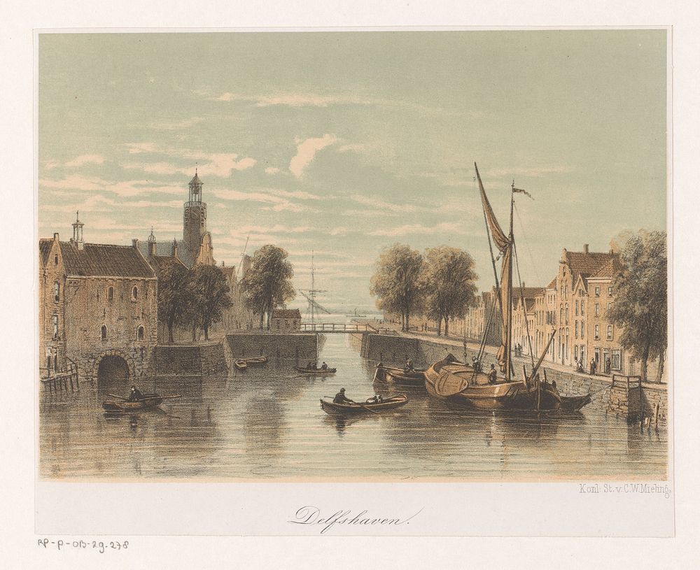 Gezicht op Delfshaven (1863) by anonymous and Koninklijke Nederlandse Steendrukkerij van C W Mieling