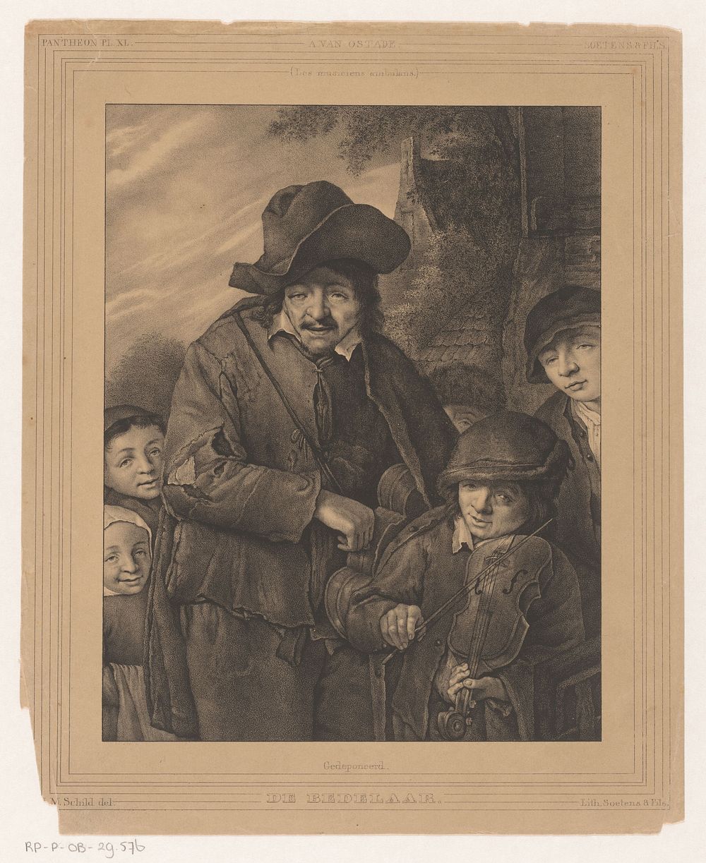 Arme muzikanten (1837 - 1840) by N M Schild, Adriaen van Ostade, Soetens and Fils and Soetens and Fils