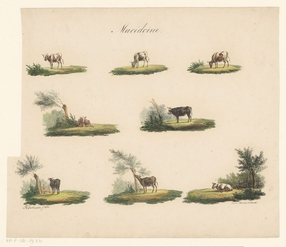 Koeien in landschap (1830) by Albertus Verhoesen and Johannes Paulus Houtman
