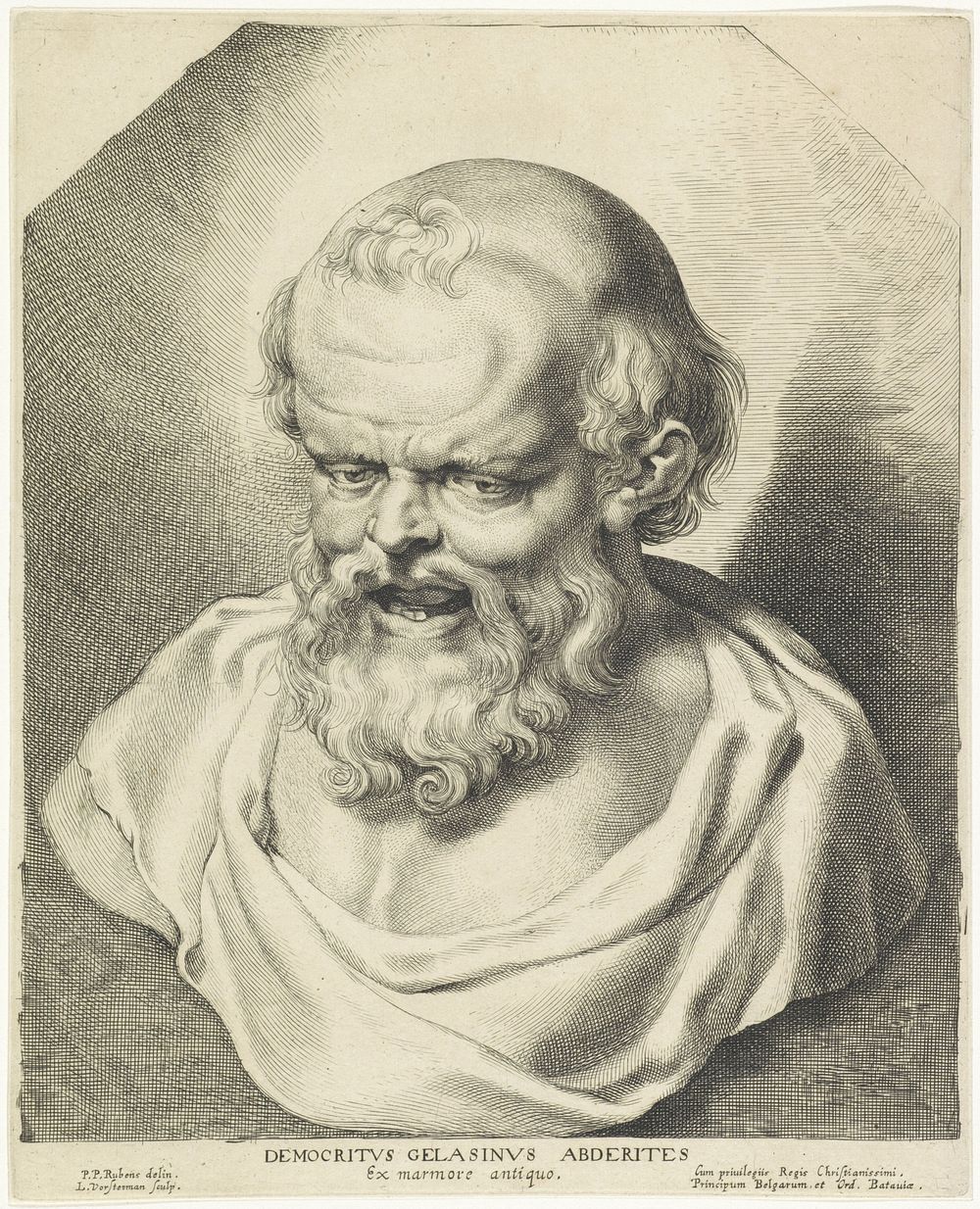 Buste van Democritus (1630 - 1638) by Lucas Vorsterman I, Peter Paul Rubens, anonymous, Lucas Vorsterman I and Spaanse kroon