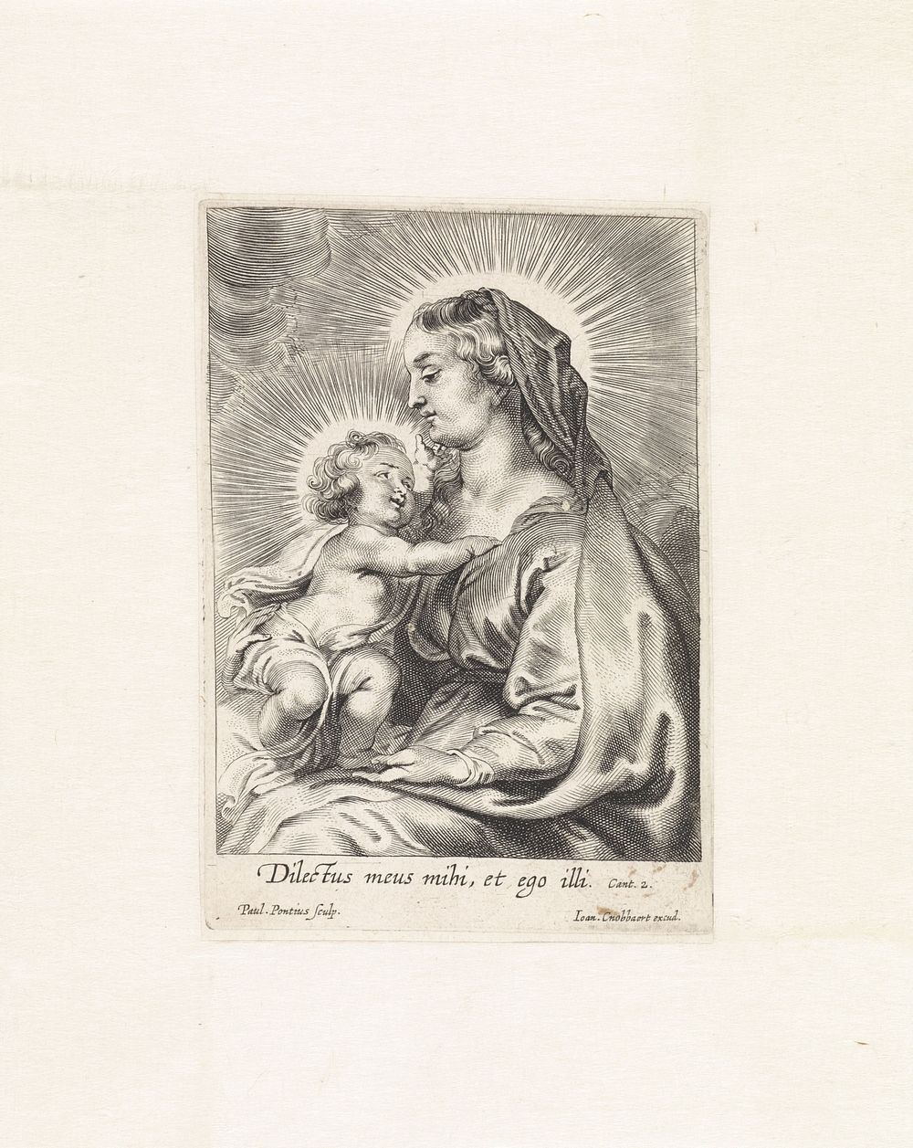 Maria met Christuskind (1616 - 1657) by Paulus Pontius, Peter Paul Rubens and Jan Cnobbaert