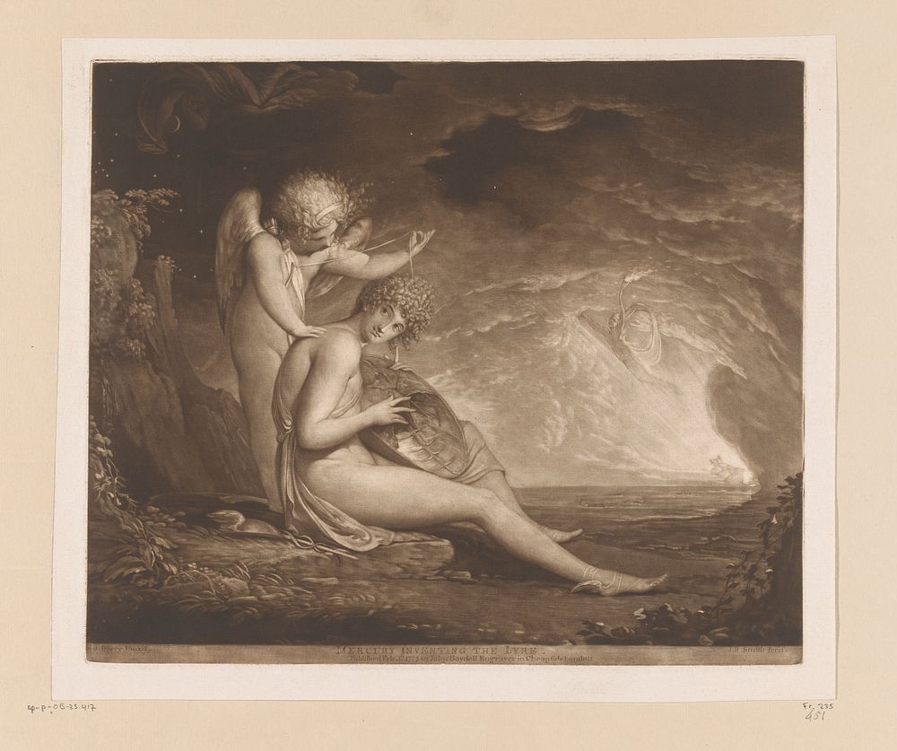 Uitvinding van de lier door Mercurius (1775) by John Raphael Smith, James Barry and John Boydell