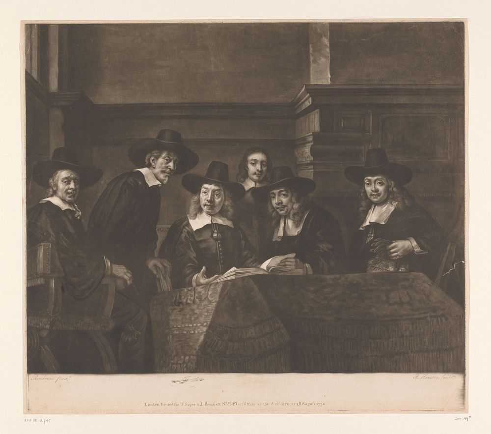 Staalmeesters (1774) by Richard Houston, Rembrandt van Rijn and Robert and John Bennett Sayer