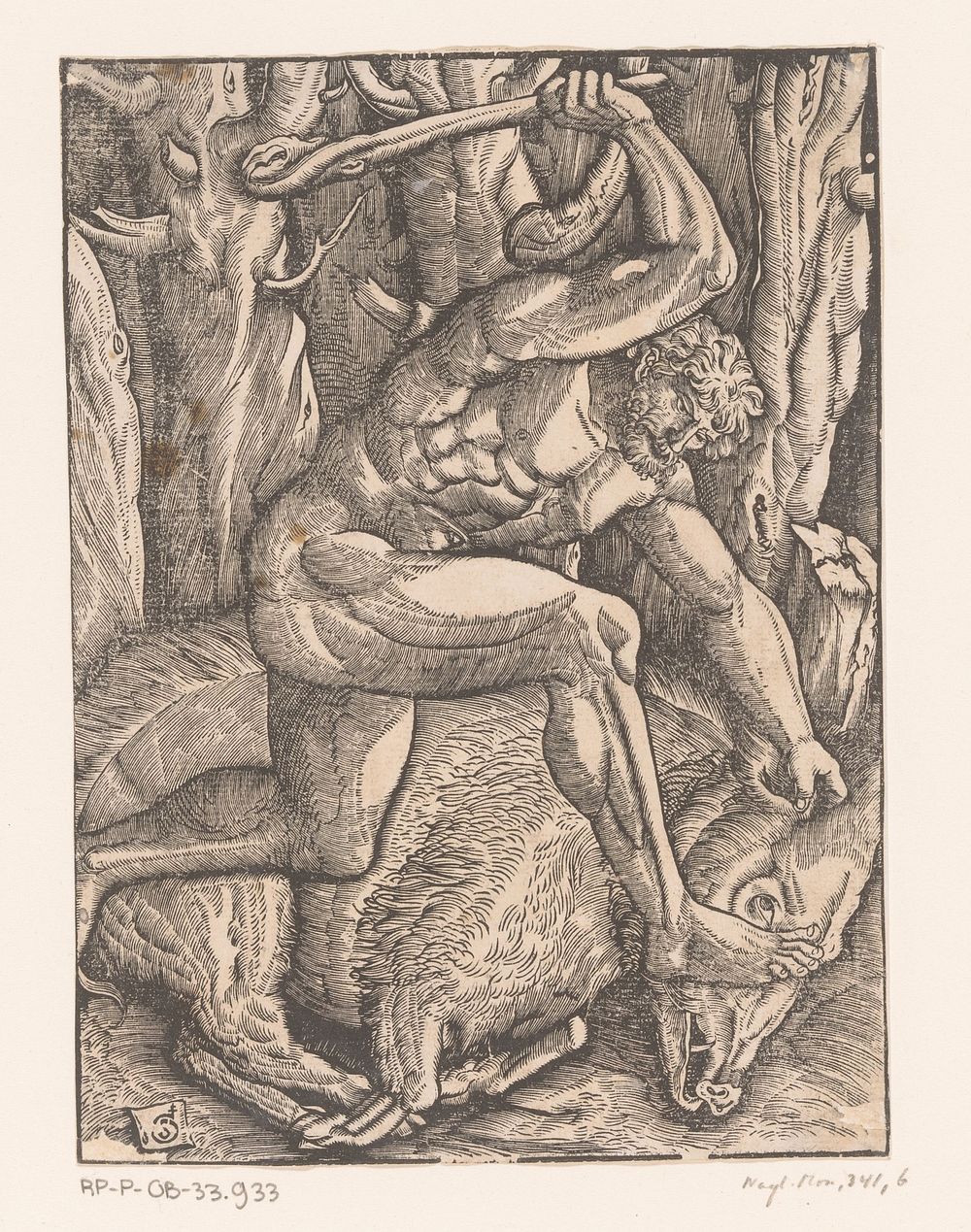 Hercules vangt het zwijn van Erymanthus (c. 1528) by Gabriel Salmon