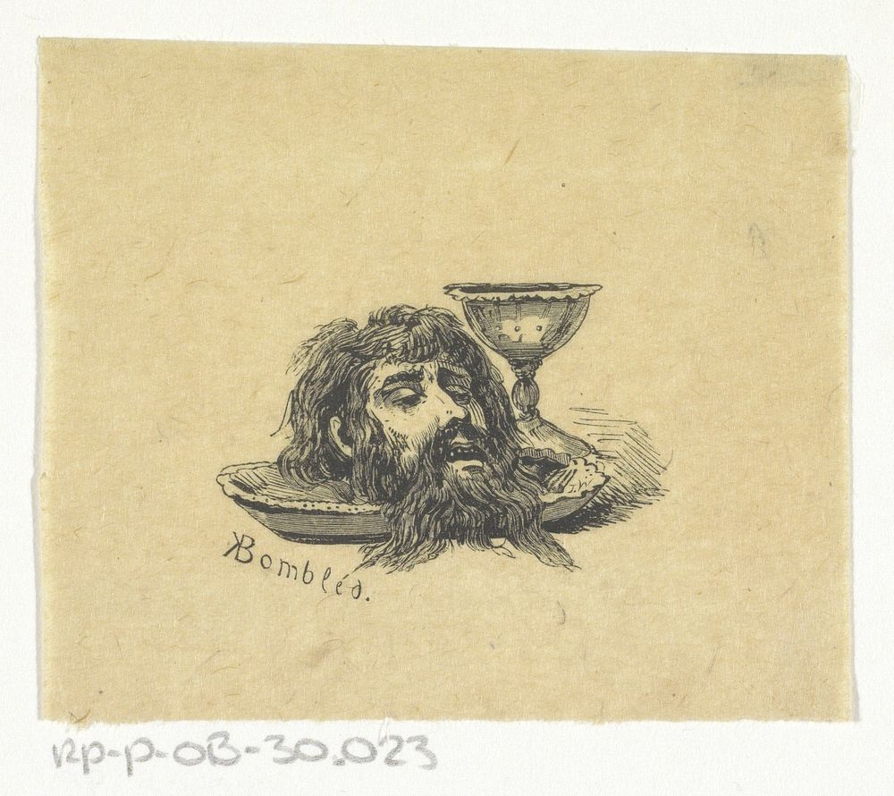 Hoofd van Johannes de Doper op een schotel met daarnaast een kelk (1832 - 1902) by Karel Frederik Bombled