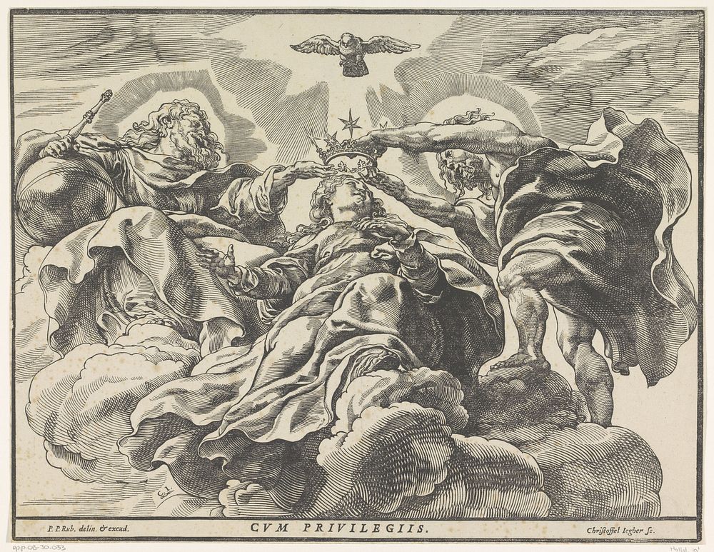 Kroning van Maria (1587 - 1640) by Christoffel Jegher, Peter Paul Rubens and Peter Paul Rubens