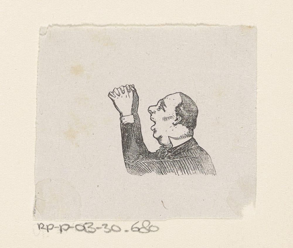 Man met een open mond en gevouwen handen (1836 - 1912) by Isaac Weissenbruch